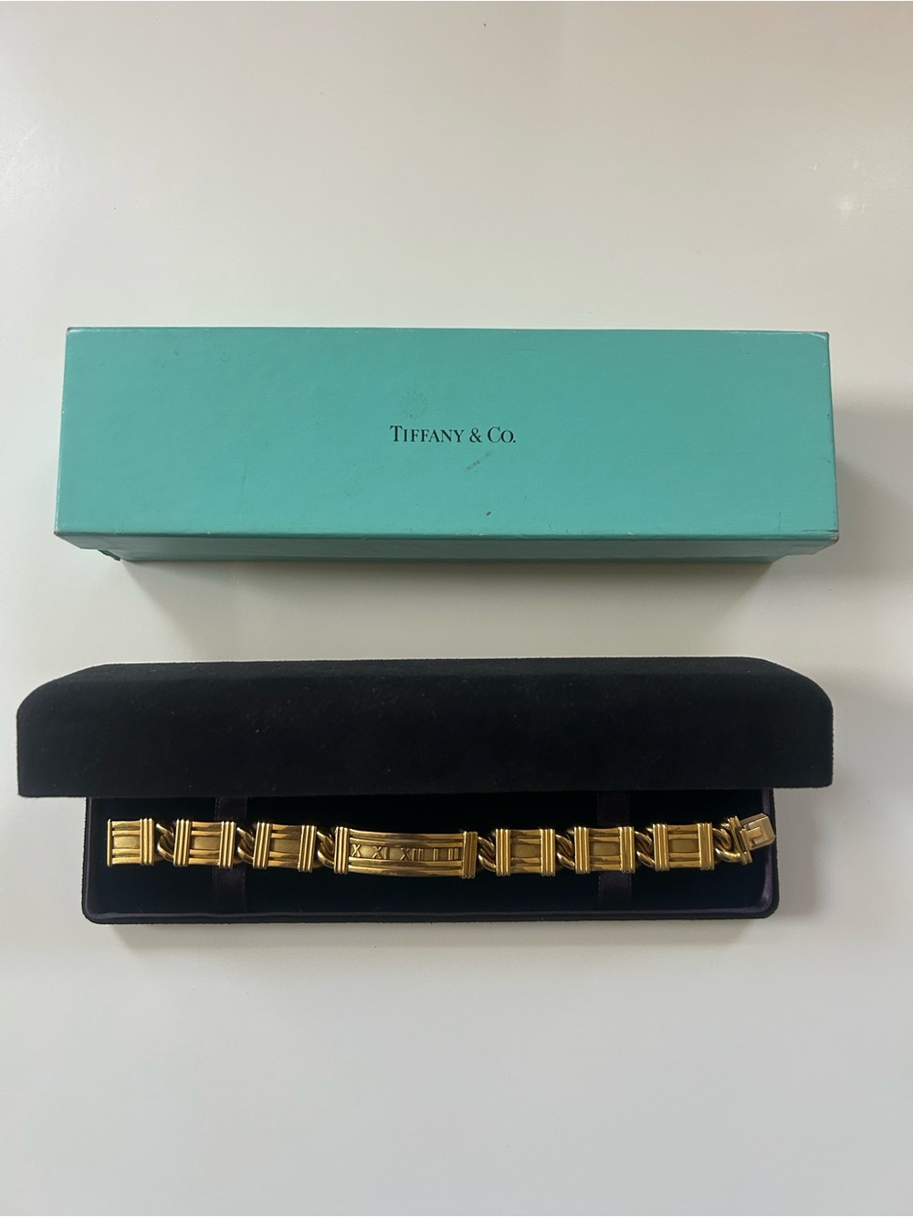 Tiffany & Co. atlas collection 18k yellow gold Italy link bracelet 1995 vintage